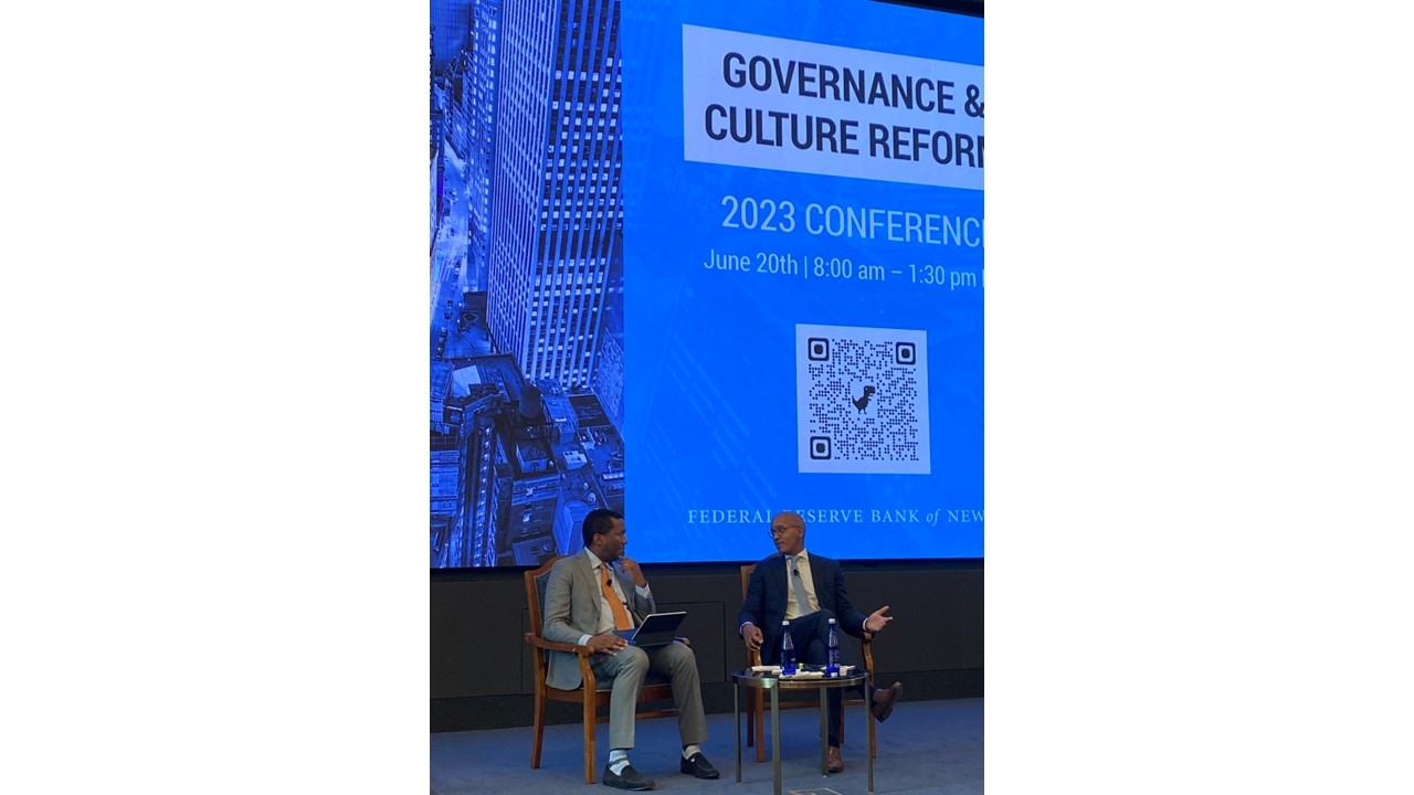 Picture of U.S. Attorney Damian Williams speaking at the New York Fed's 2023 Governance and Culture Reform Conference