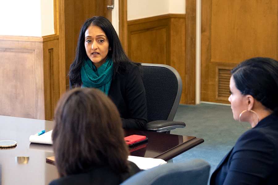 Associate Attorney General Vanita Gupta thanks members of the Reproductive Rights Task Force.