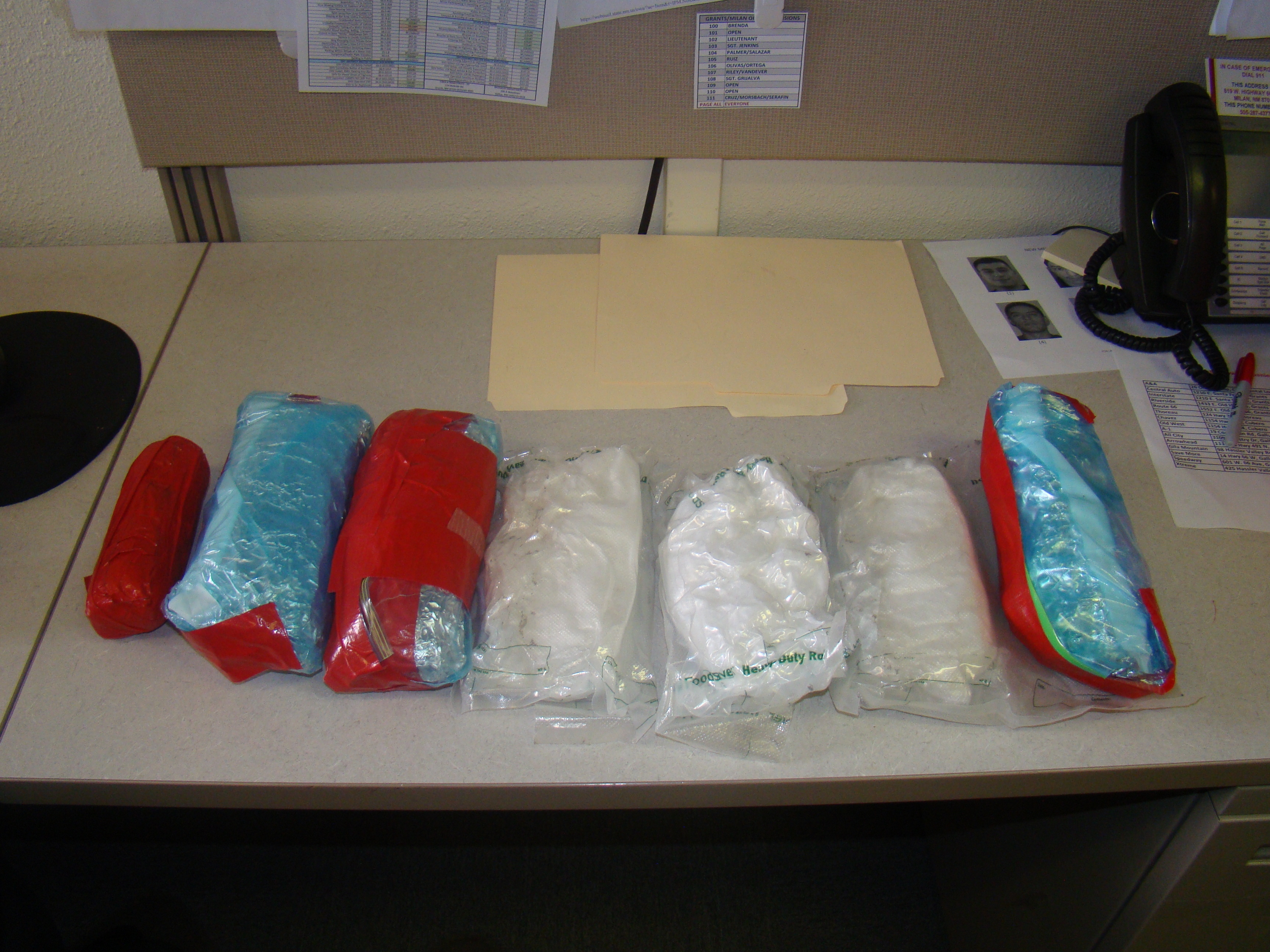 Packs of drugs on a table