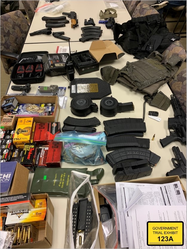 Firearms, ammunition and other items seized in the search of two homes connected to Freeman Whitfield IV.