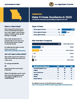 Image of the 2022 Missouri Hate Crimes Fact Sheet
