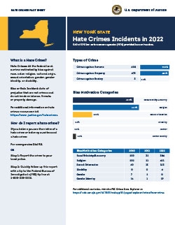 Image of the 2022 New York Hate Crimes Fact Sheet