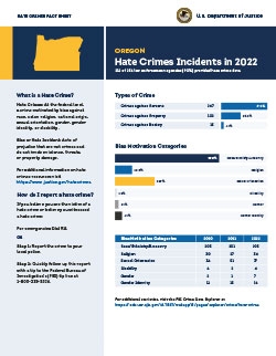 Image of the 2022 Oregon Hate Crimes Fact Sheet