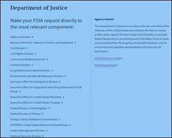 Screenshot of DOJ's webpage on FOIA.gov