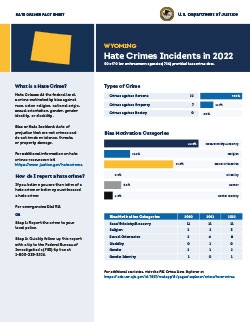 Image of the 2022 Wyoming Hate Crimes Fact Sheet