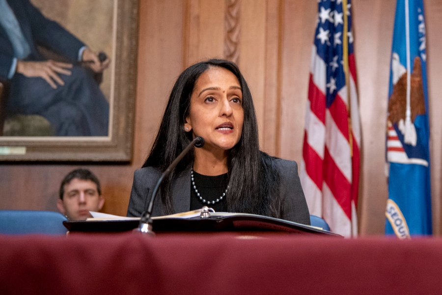 Associate Attorney General Vanita Gupta delivers remarks at a Reproductive Rights Task Force meeting.