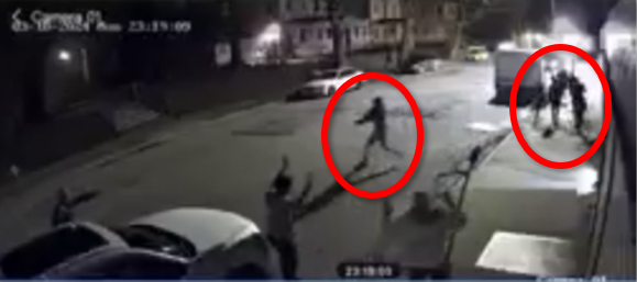 A still image from video surveillance outside the warehouse 