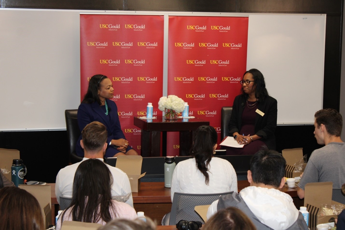 Assistant Attorney General Clarke and USC Gould Law School Dean Tolson at the Neiman Sieroty Lecture.
