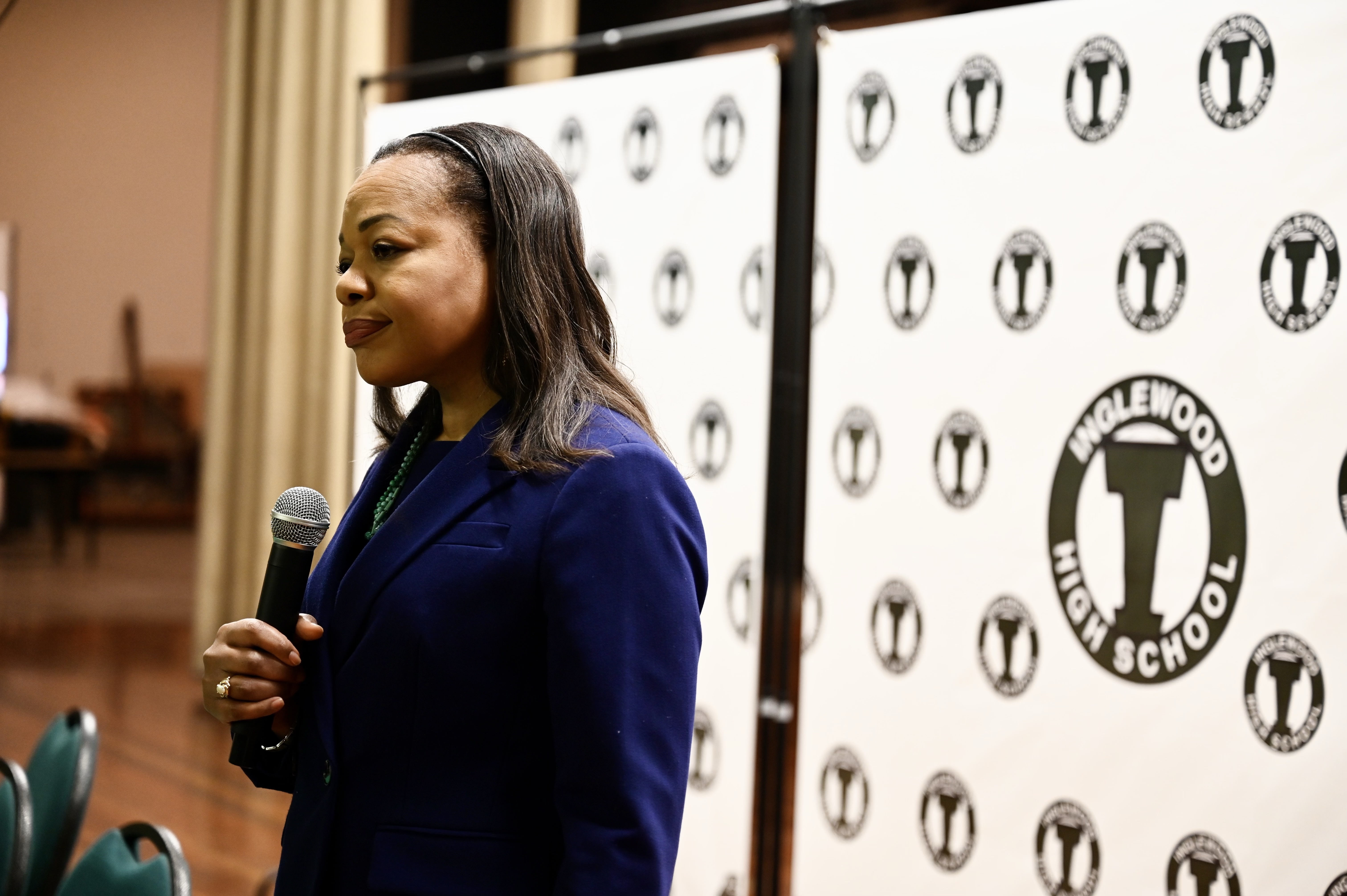 Assistant Attorney General Clarke speaking at Inglewood High School. Photo Credit: Inglewood Unified School District.