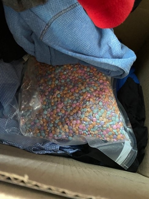 Seized rainbow-colored, pressed fentanyl pills. Photo was introduced into the court record during Tejada Velasquez’s sentencing hearing on May 15.