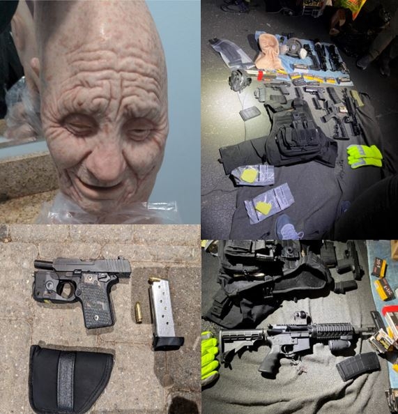 Photos of firearms, ammunition, and a latex mask seized from Hyunkook Korsiak