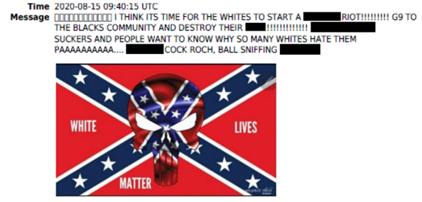 Defendant's Facebook account contained multiple posts of race motivated, hate filled speech and white supremacist symbolism