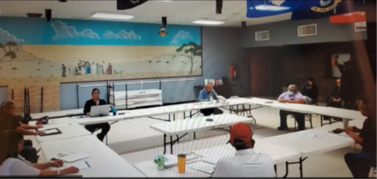 Still image from the Zoom recording of Begay, right.