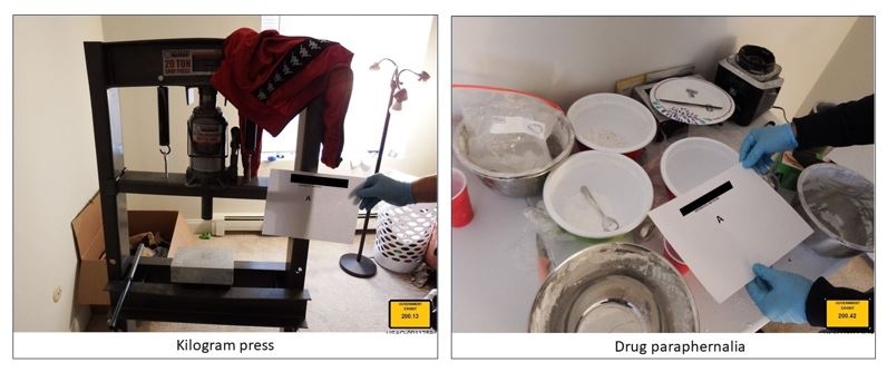 Photo 1: Kilogram press Photo 2: Drug paraphernalia