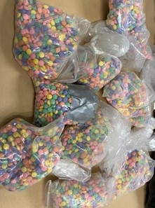 bags of rainbow colored fentanyl 