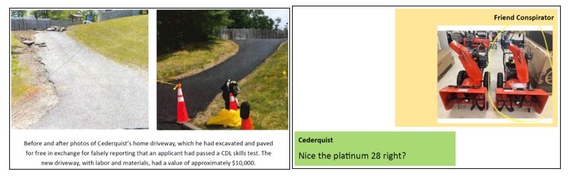Before and after photos of driveway and snowblower