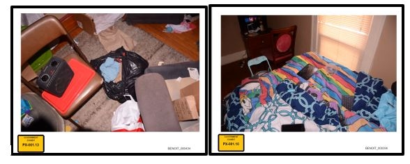 Photos of items found at the residence