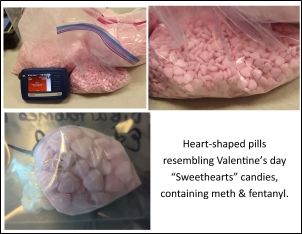 Heart Shaped pills containing meth & fentanyl