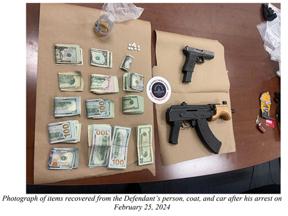 Photograph of  items recovered from the defendants person