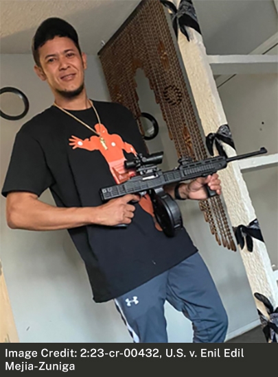 Defendant Mejia-Zuniga with a semi-automatic high capacity firearm.