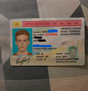 Counterfeit New Mexico Driver’s License