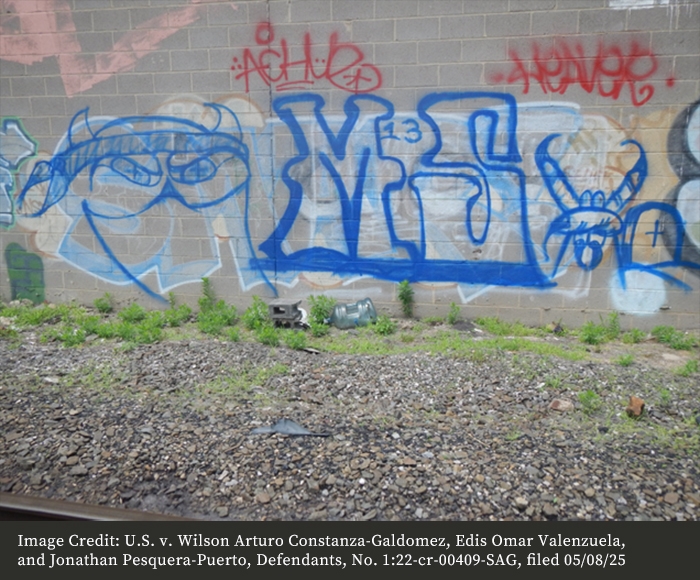 Photograph of MS-13 graffiti near the CSX Bayview Train Yard in Baltimore, Maryland