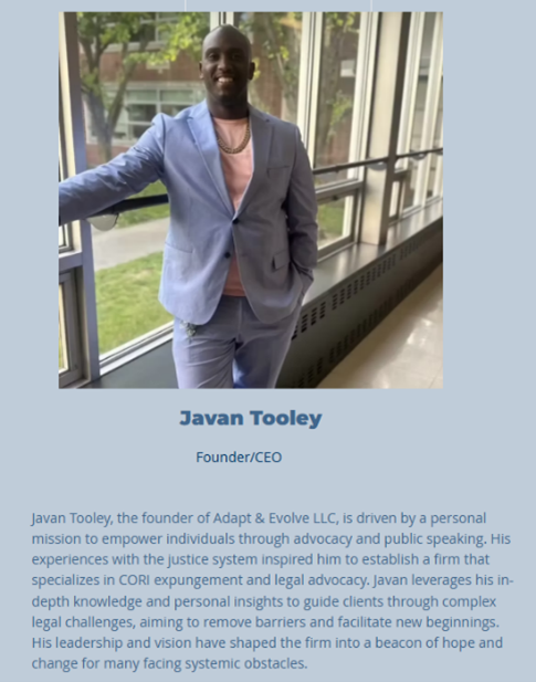 Bio photo of defendant from Adapt & Evolve LLC website