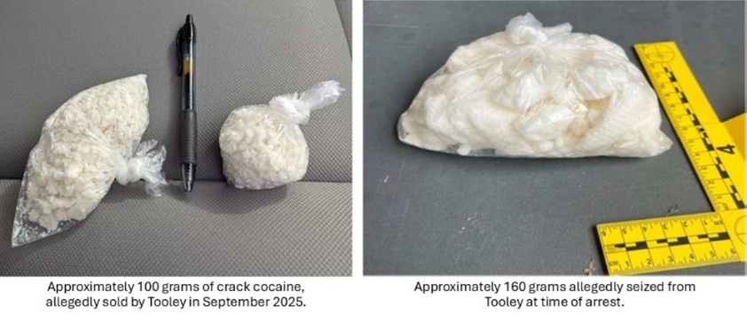 bags of suspected crack cocaine allegedly seized from the defendant