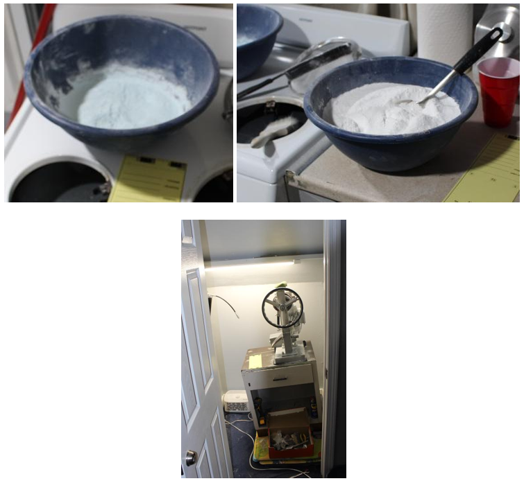 pill press and powdered narcotics