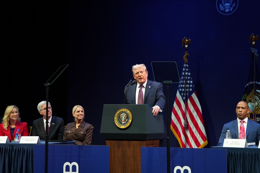 President Donald J. Trump delivers remarks at the Religious Liberty Commission hearing. President Donald J. Trump delivers remarks at the Religious Liberty Commission hearing.
