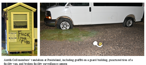 Photo of vandalism at the Prairieland facility