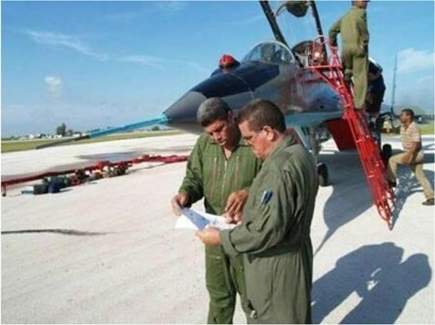 Gonzalez-Pardo Rodriguez in front of military jet