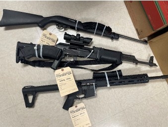 Seized guns on display