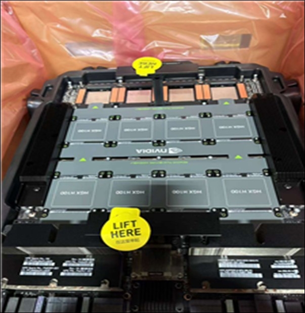 Image of a Nvidia GPU baseboard designed to house eight Nvidia GPUs