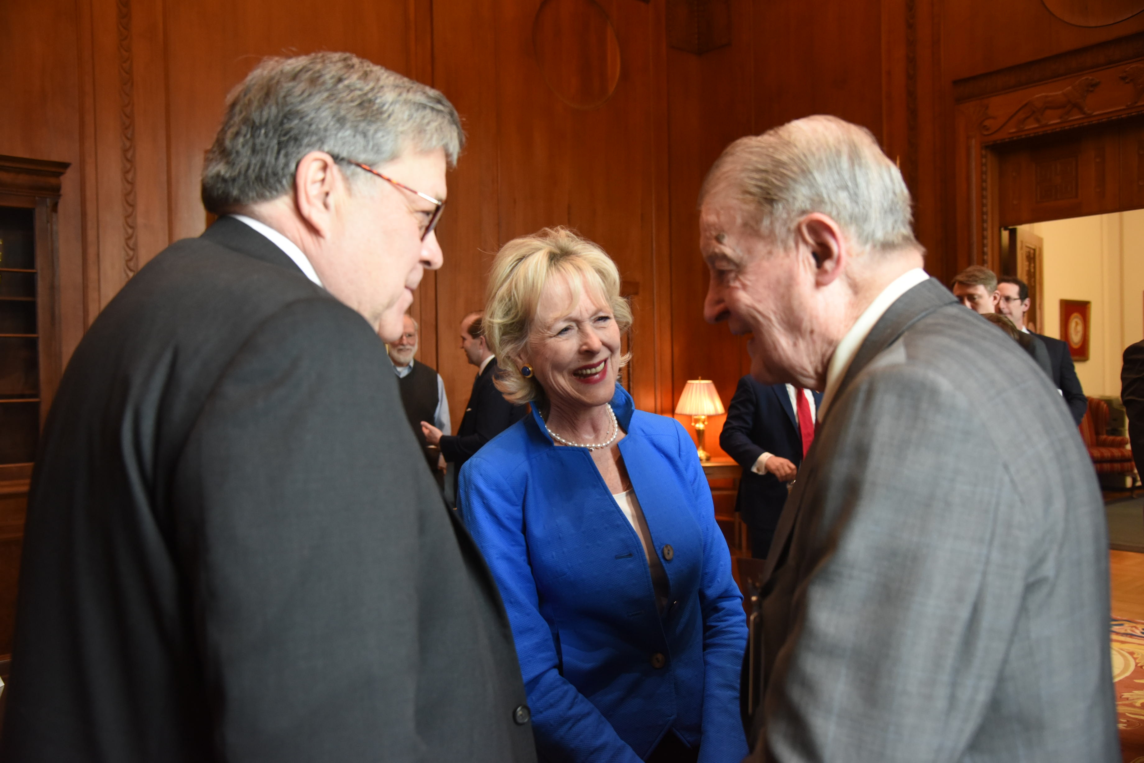Attorney General William P. Barr meets with Judge William Webster and his wife, Lynda who were victims of an elder fraud scheme.