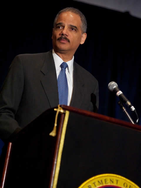Attorney General Holder addressing the audience.