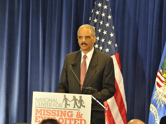 Attorney General Holder telling the audience that it is time to intensify our efforts in protecting children across our country.