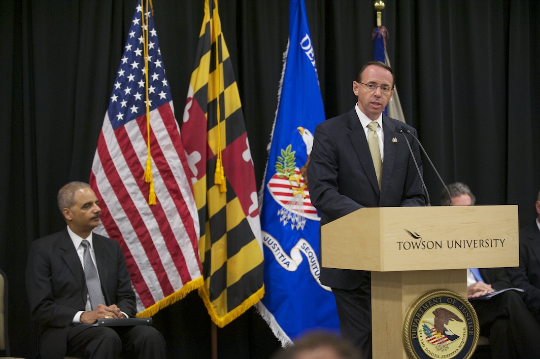 U.S. Attorney for the District of Maryland Rod Rosenstein discusses the state's commitment to fighting the purchase and sale of counterfeit and pirated products. U.S. Attorney Rosenstein discusses the state's commitment to fighting the purchase and sale of counterfeit and pirated products.