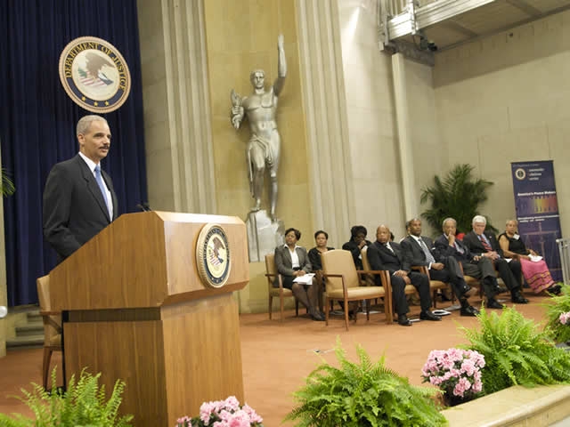 Attorney General Eric Holder addresses attendees at the CRS Anniversary event.