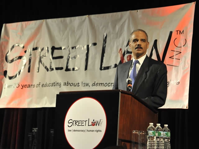 Attorney General Holder announcing the launching of the Department's Access to Justice Initiative.
