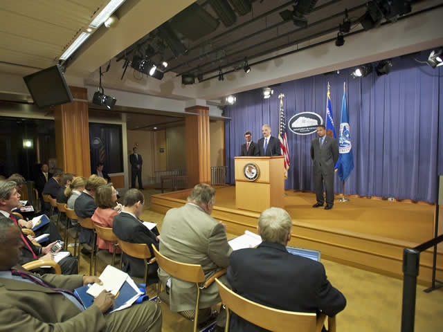Eric Holder, Attorney General, addresses the audience and responds to questions.
