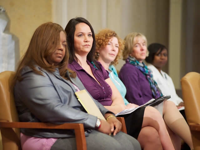 Key crusaders in the battle against domestic violence shared the dais.