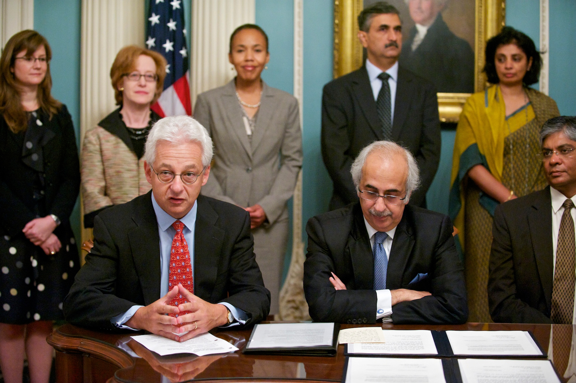 Officials at the Embassy of India