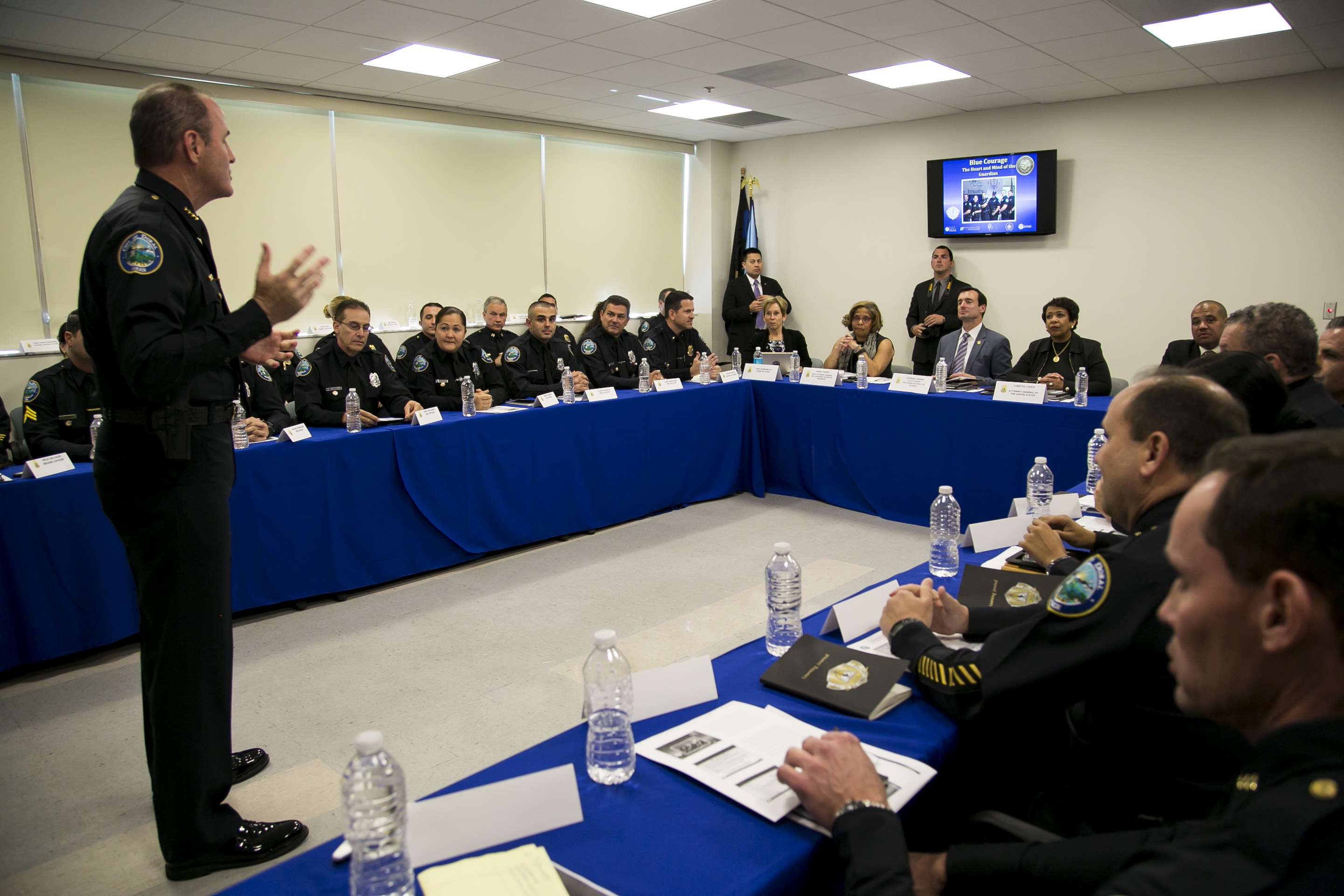 Attorney General Lynch visits the Doral Police Department and recognizes their commitment to community policing strategies