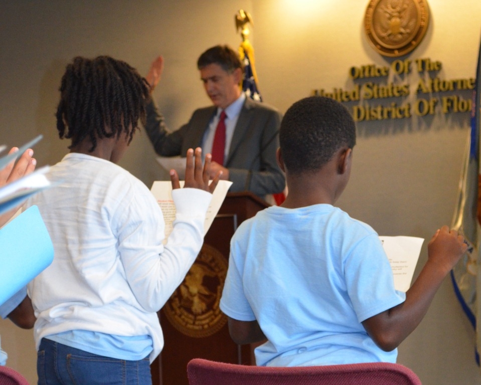 U.S. Attorney Bentley Administers the Gun Pledge.