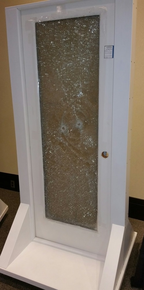 Judge's shattered door.