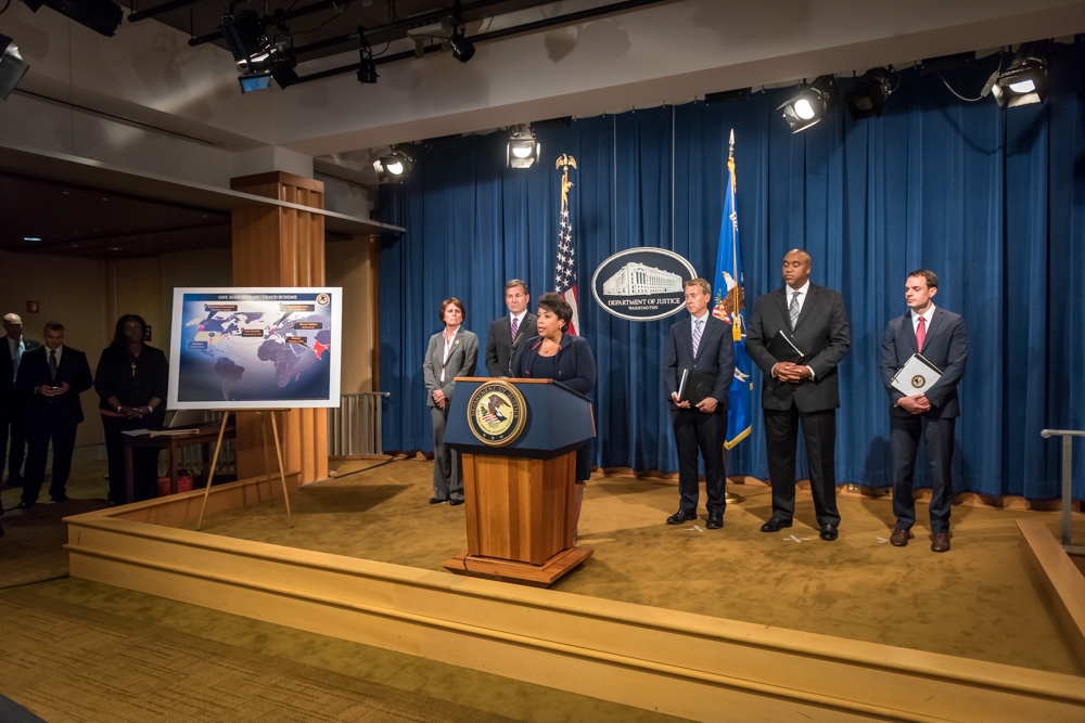 The Department of Justice and other federal agency partners announcing the civil and criminal actions to dismantle a global netw