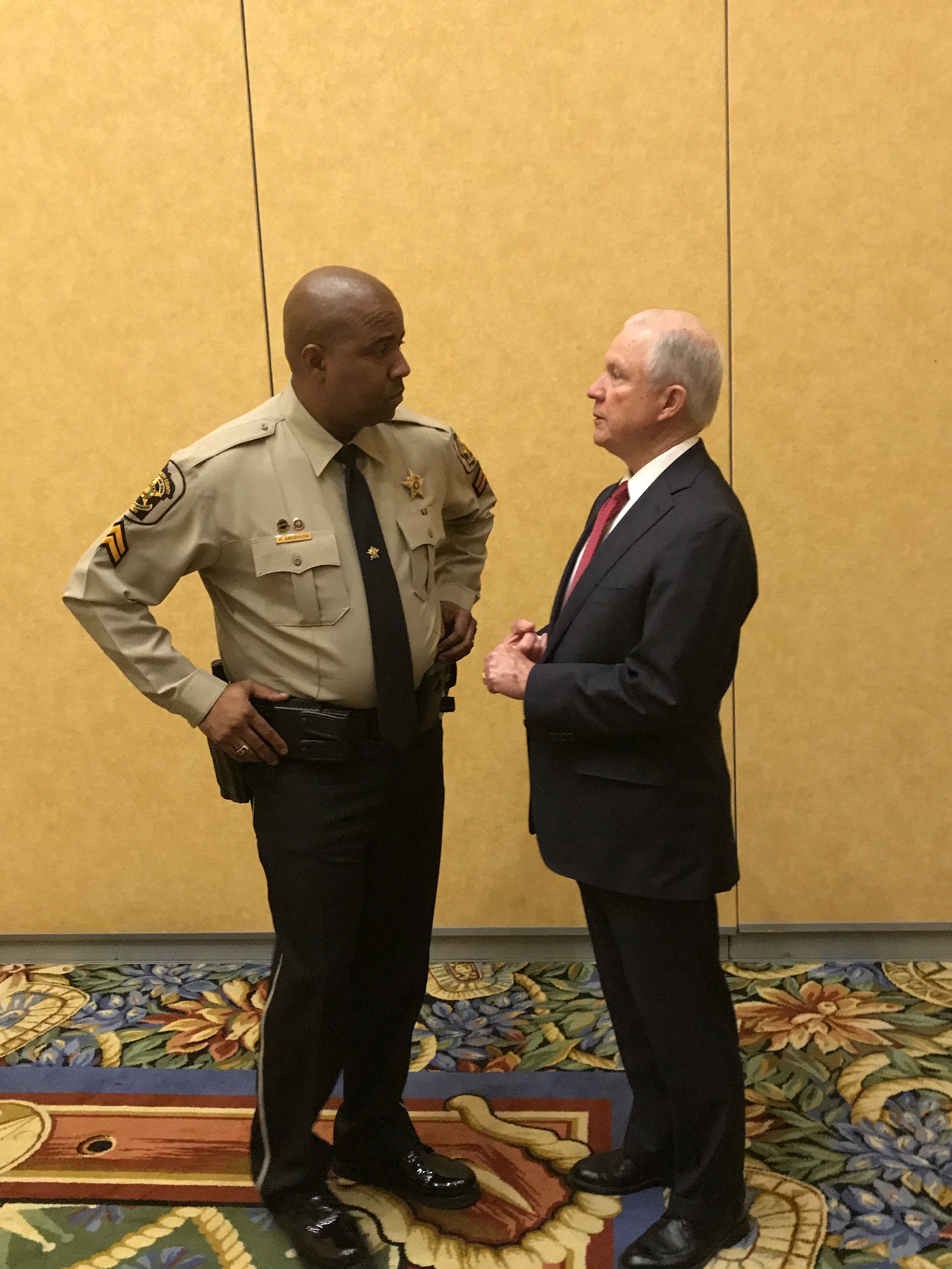 Attorney General Sessions with DARE Officer of the Year Corporal Kofee Anderson of the Montgomery County, Alabama Sheriff’s Office