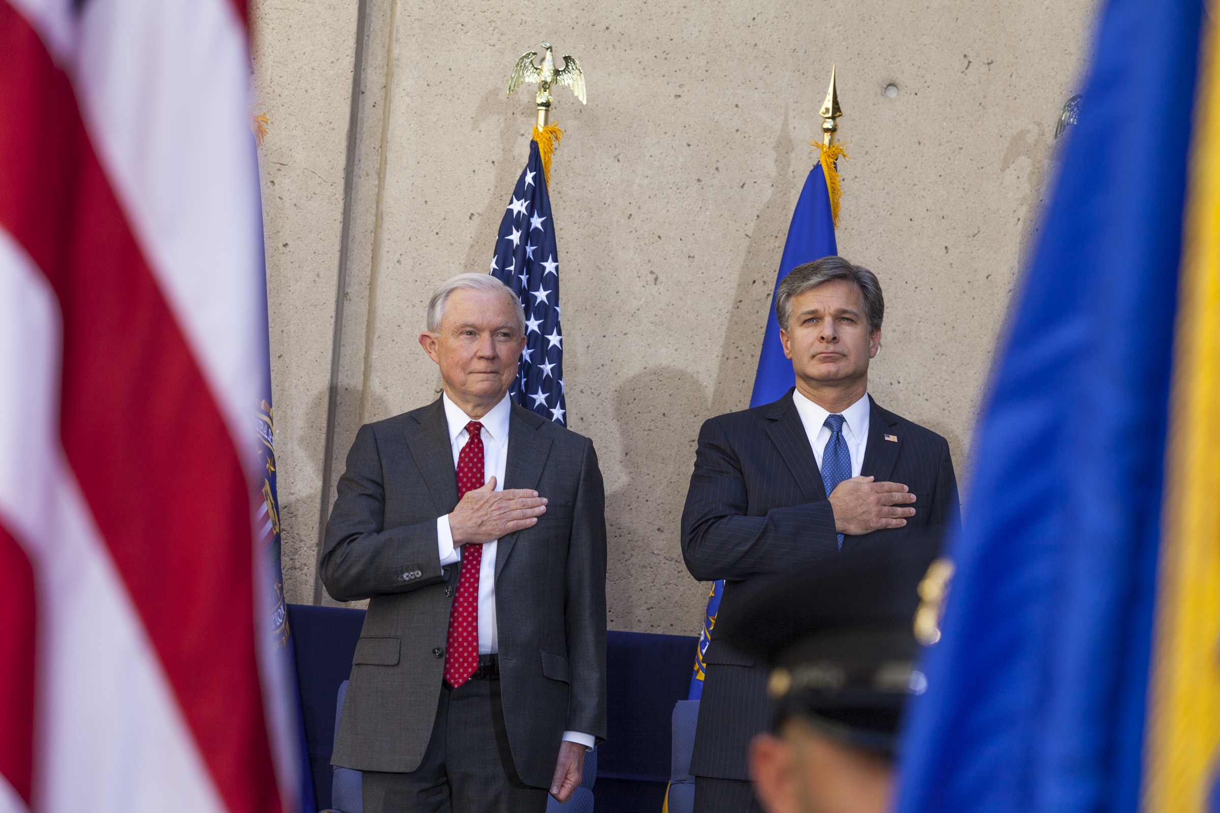From left: Attorney General Jeff Sessions and FBI Director Christopher Wray