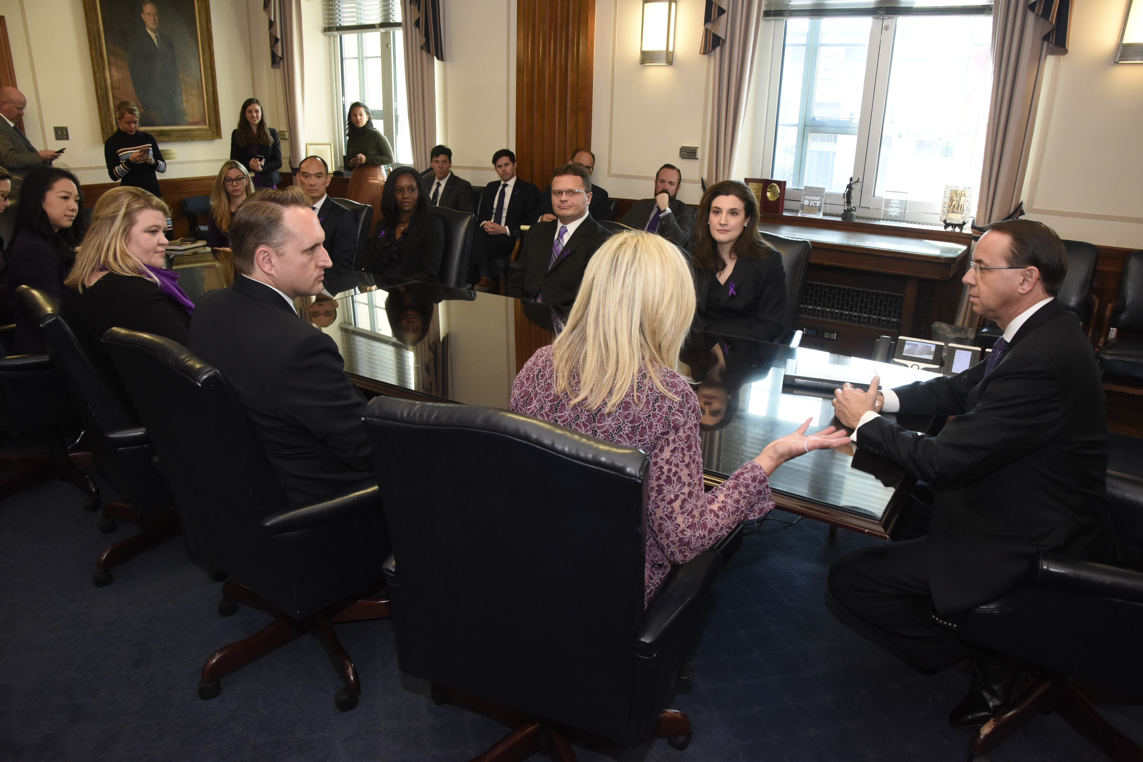 Deputy Attorney General Rod Rosenstein, Office on Violence Against Women Acting Director Katherine Sullivan Sullivan &amp; other senior DOJ officials discuss the Violence Against Women Act’s essential focus on criminal justice responses to domestic violence